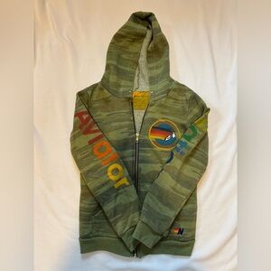 Aviator Nation Kids Camouflage Hoodie - Green with Multicolor Accents